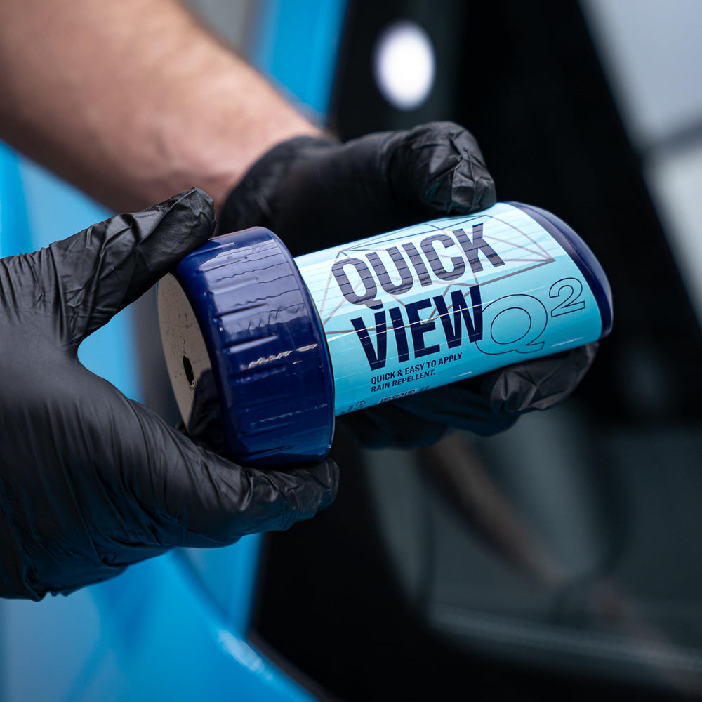 Gyeon Quartz QuickView protective coating minimizes grime buildup on glass.