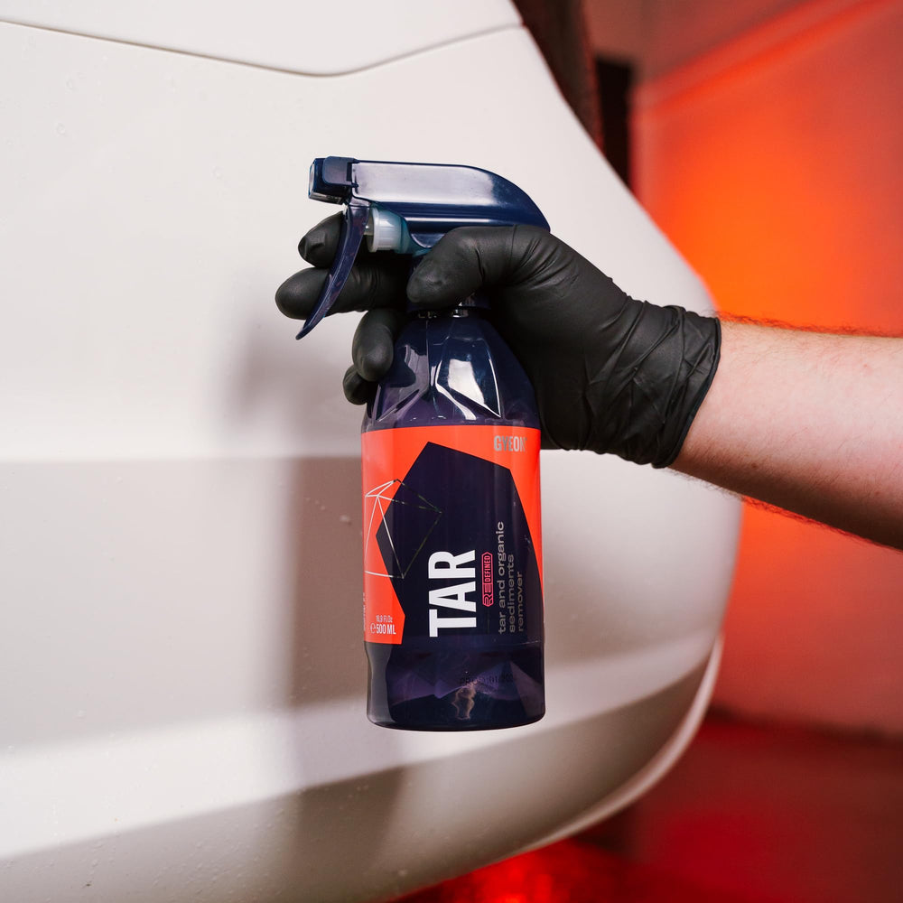 Gyeon Tar Remover dissolves sap and pine resin on panels.