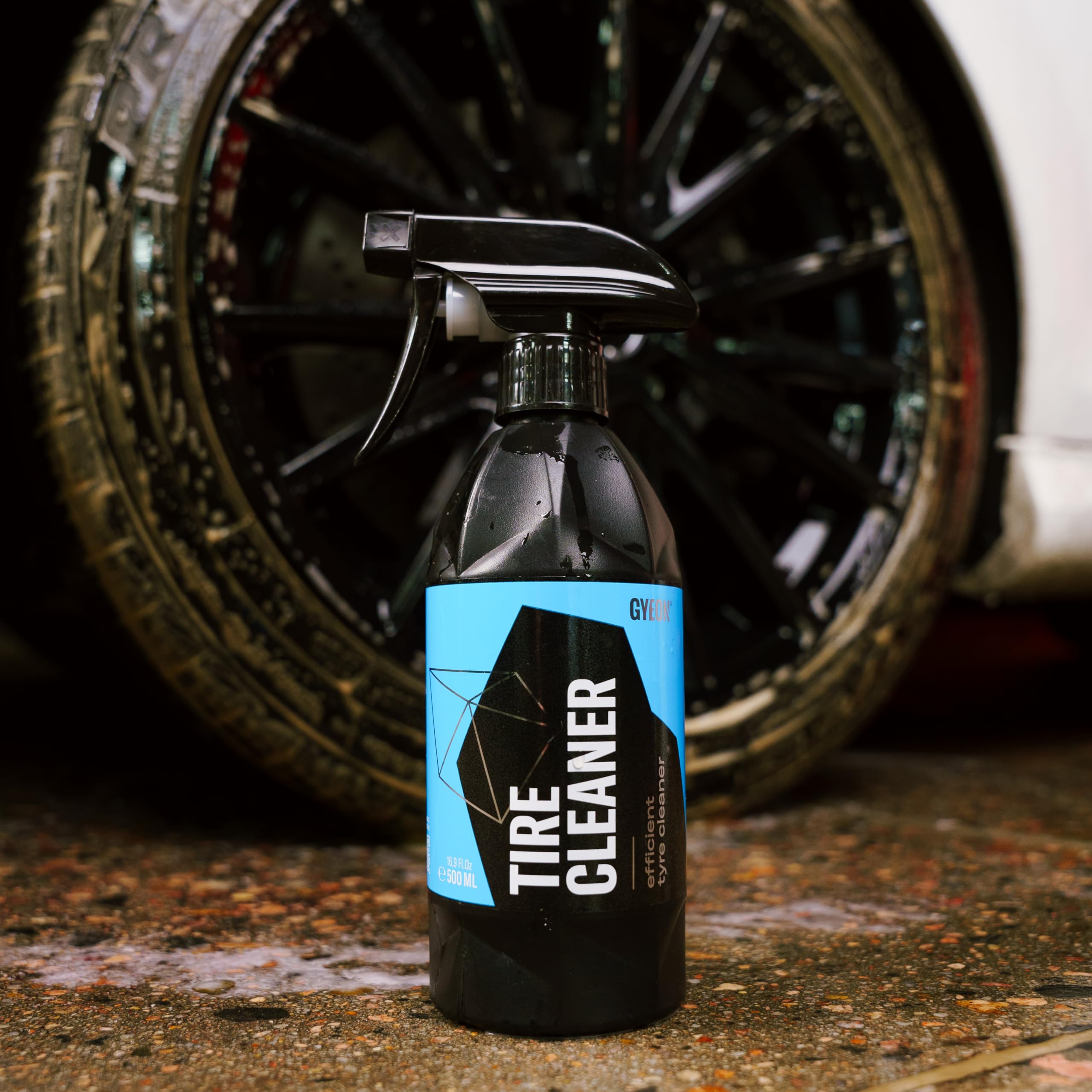 Gyeon Tire Cleaner dressing-residue removal boosts long-lasting shine base