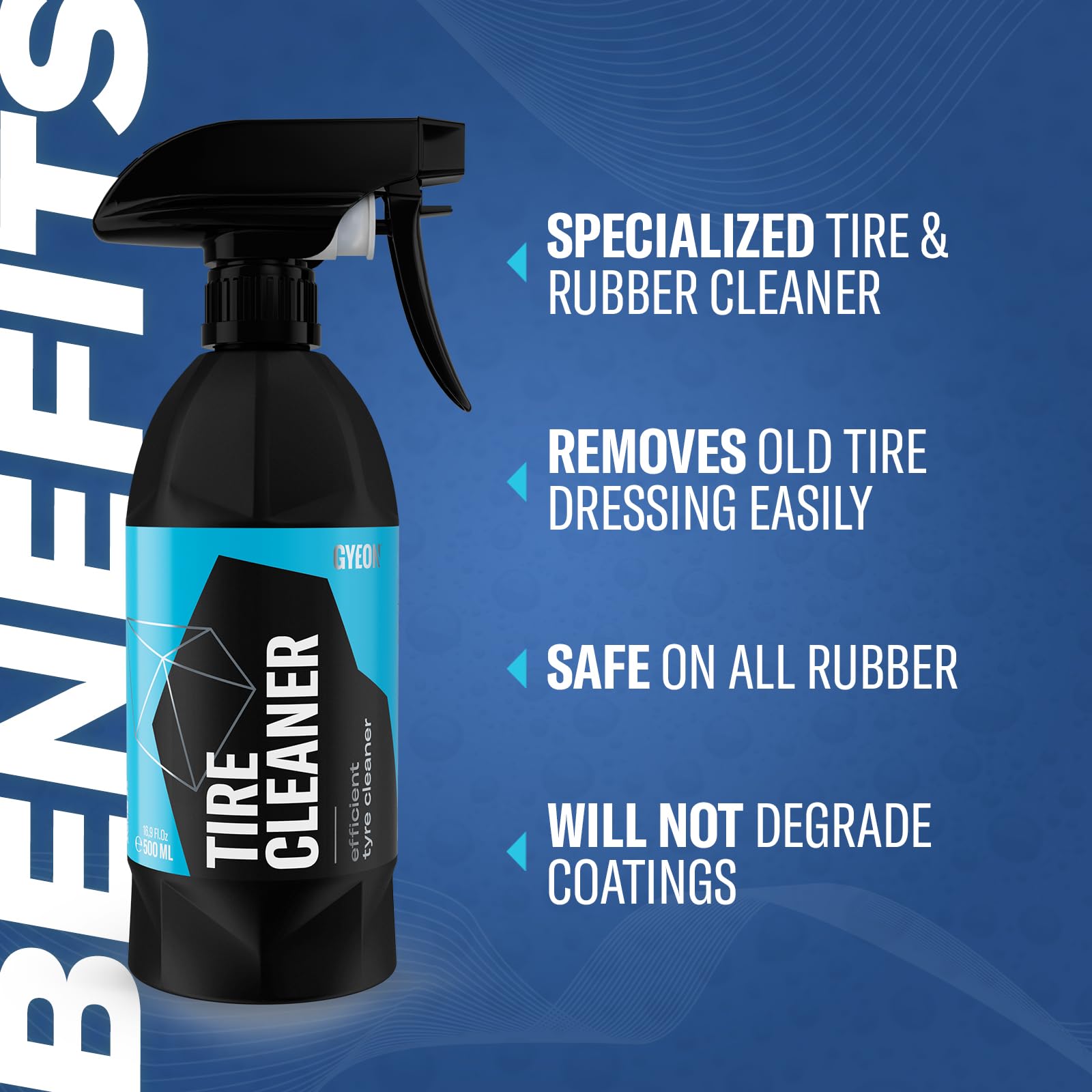 Gyeon Tire Cleaner embedded dirt removal on tires prepares for dressing