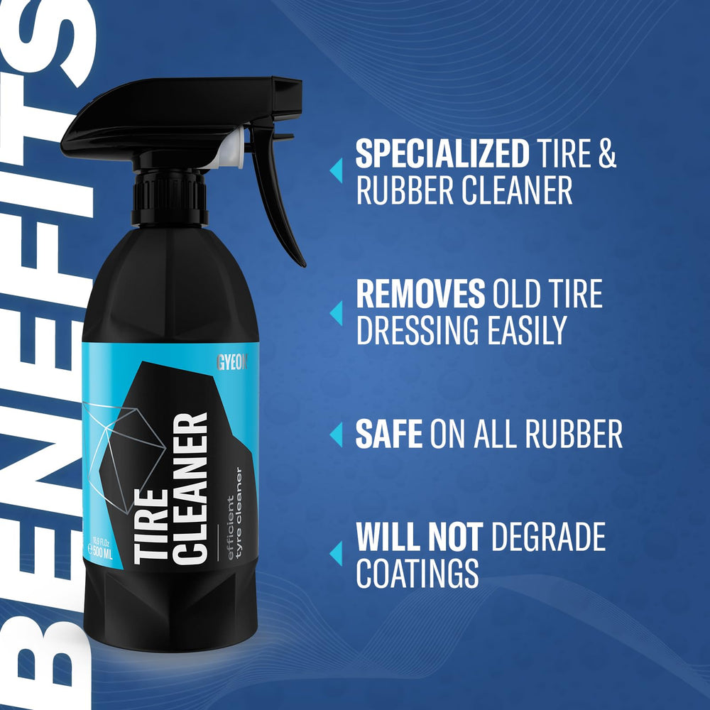 Gyeon Tire Cleaner embedded dirt removal on tires prepares for dressing