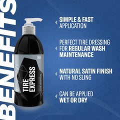 Gyeon Tire Express Satin Finish spray-on view for quick, uniform coverage.