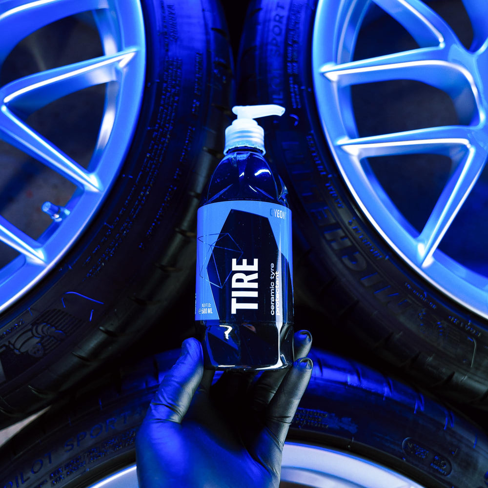Gyeon coating highlights non-sling gel for even, clean tire coating.