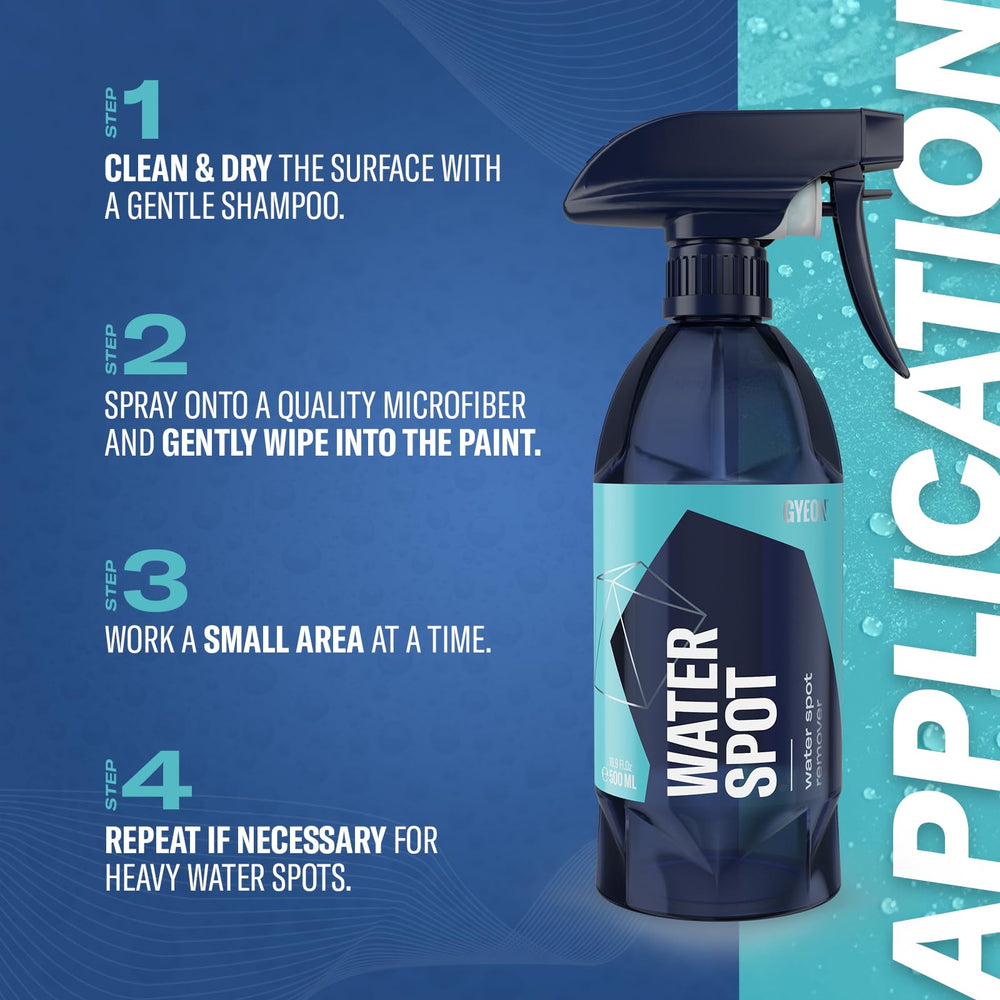 Gyeon Water Spot Remover ceramic-coating-safe protects hydrophobic layer during cleaning.