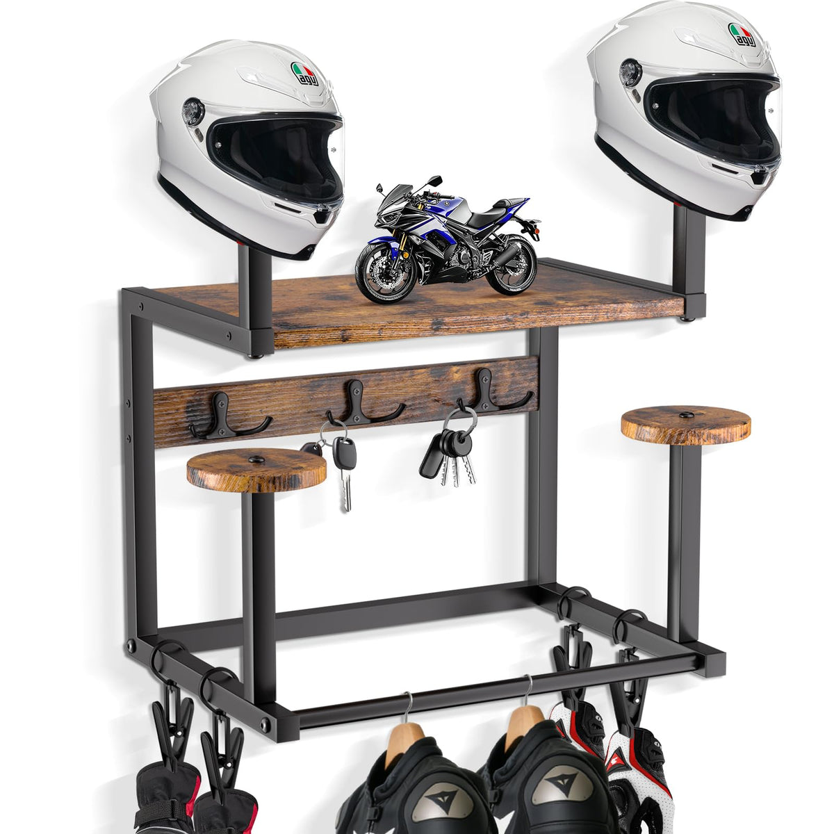 GYJZIFW helmet hanger wall mount with four holders for organized gear