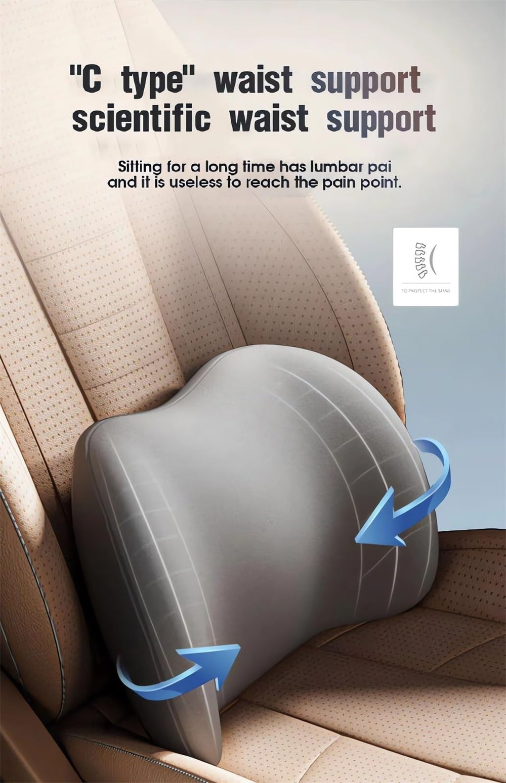 GYLCTOM waist-lumbar cushion fills gaps and cushions tired drivers.