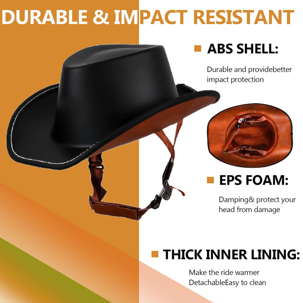 GYLRFAN Western cowboy hat integration detail highlighting unique urban retro look.