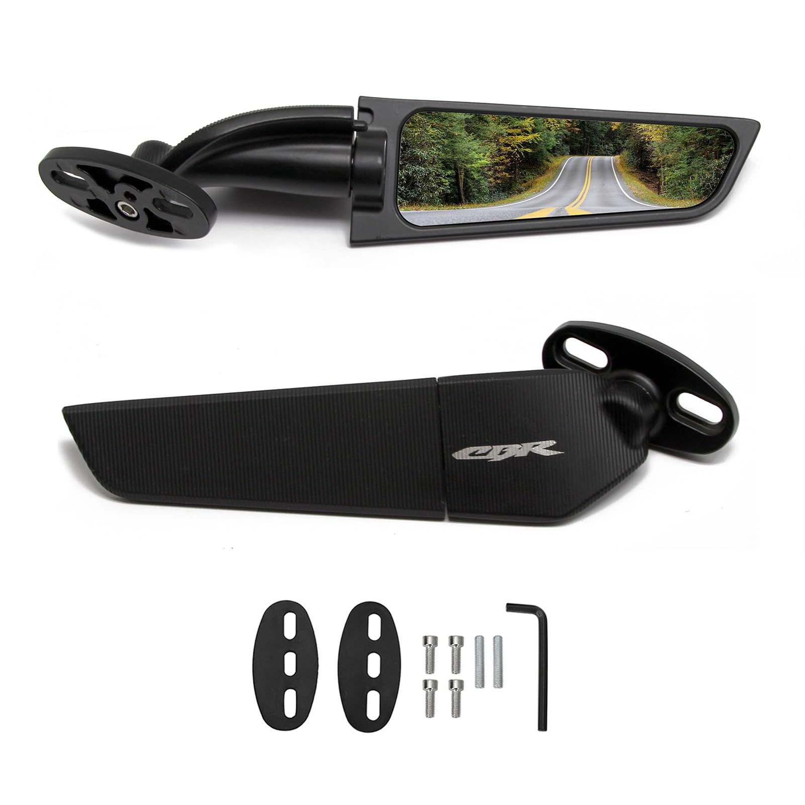 GYMARK wing rearview mirror mounted for easy installation and wider field of view.