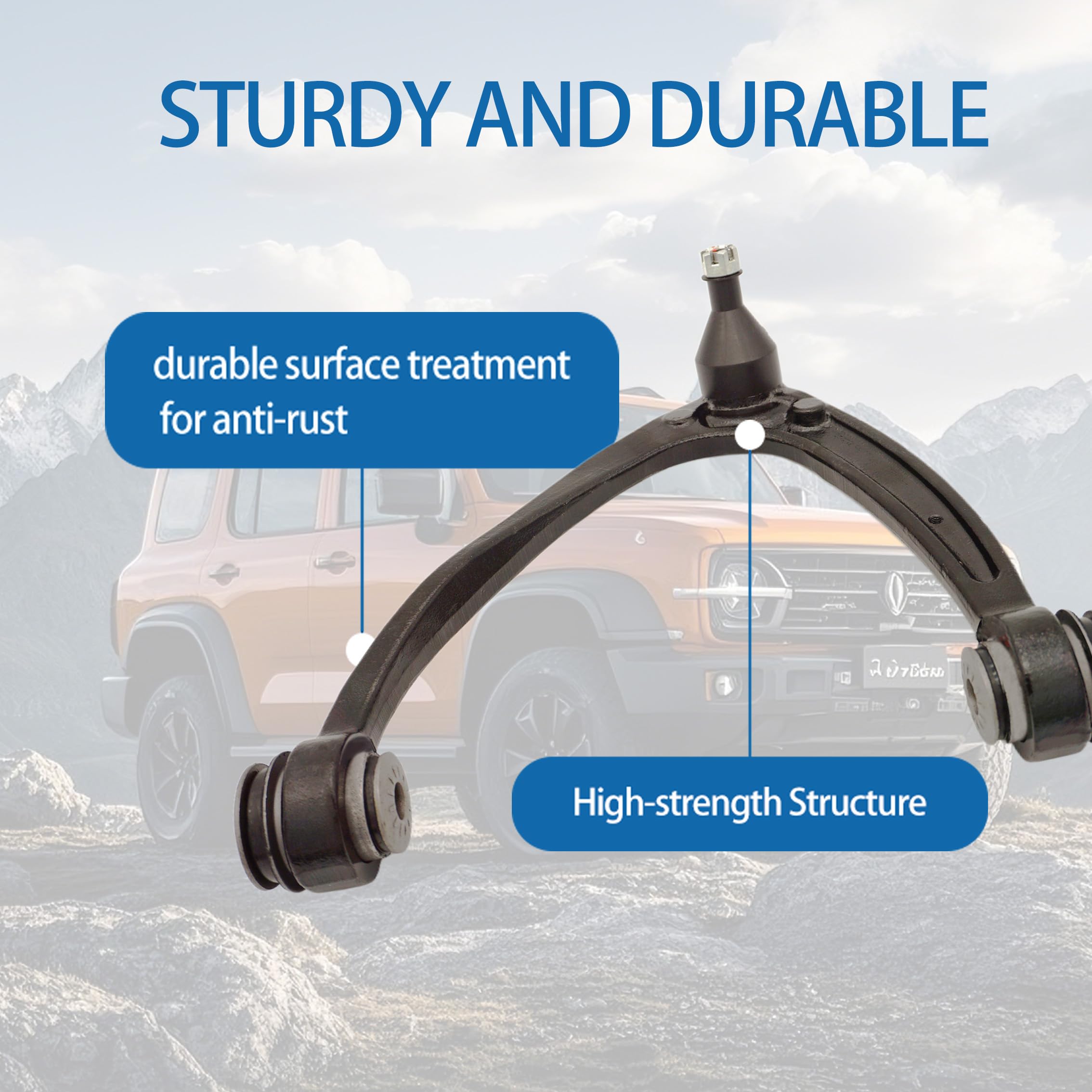 GYMMEDS front upper control arm with ball joint, passenger side, improves ride stability.