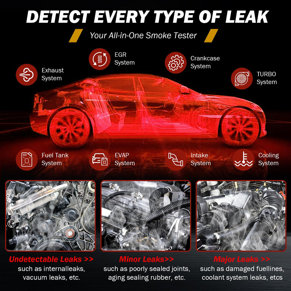 GYTVtools Smoke Leak Detector performing EVAP test for leaks.