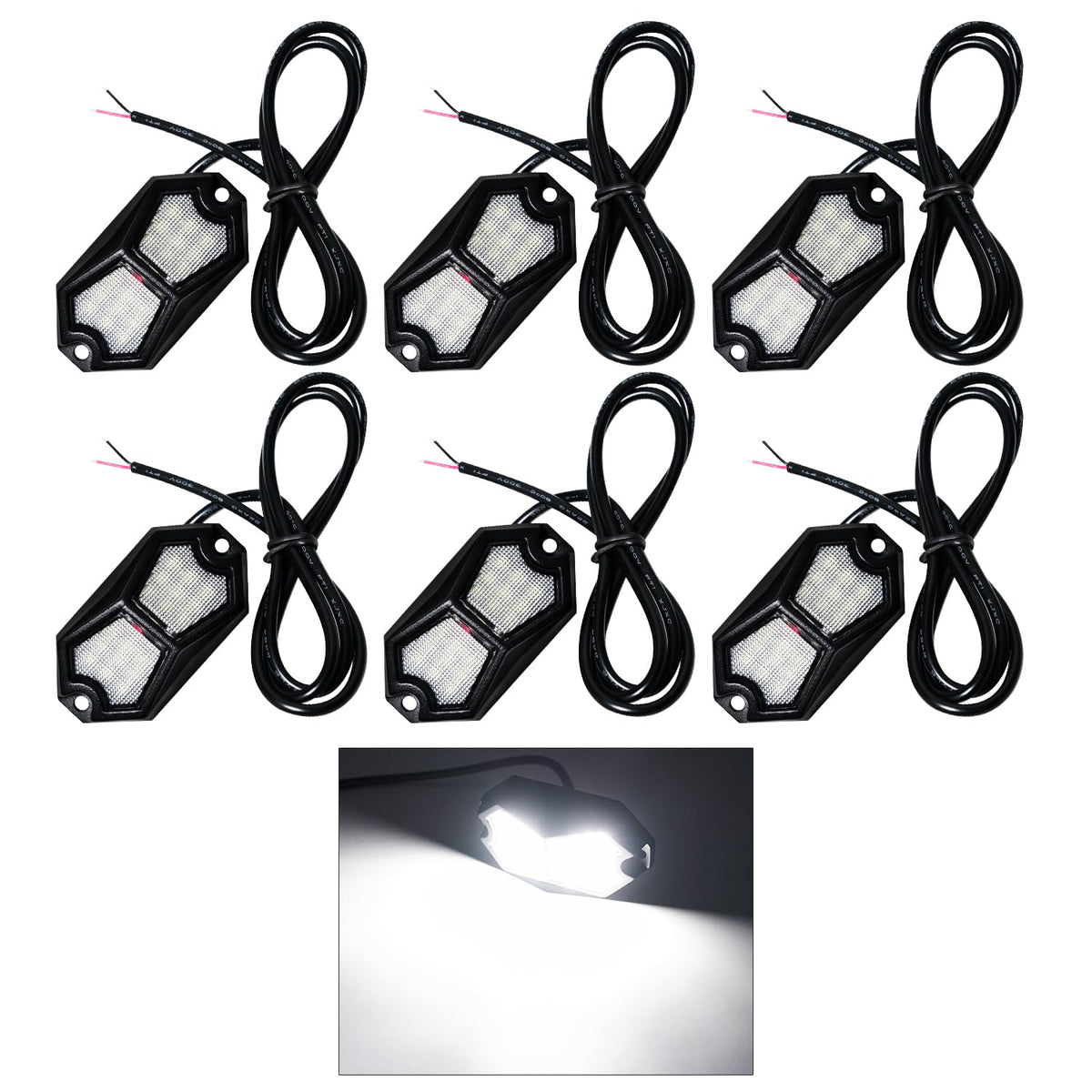 GZ5CG Led rock light six-pod setup for wide undercar illumination