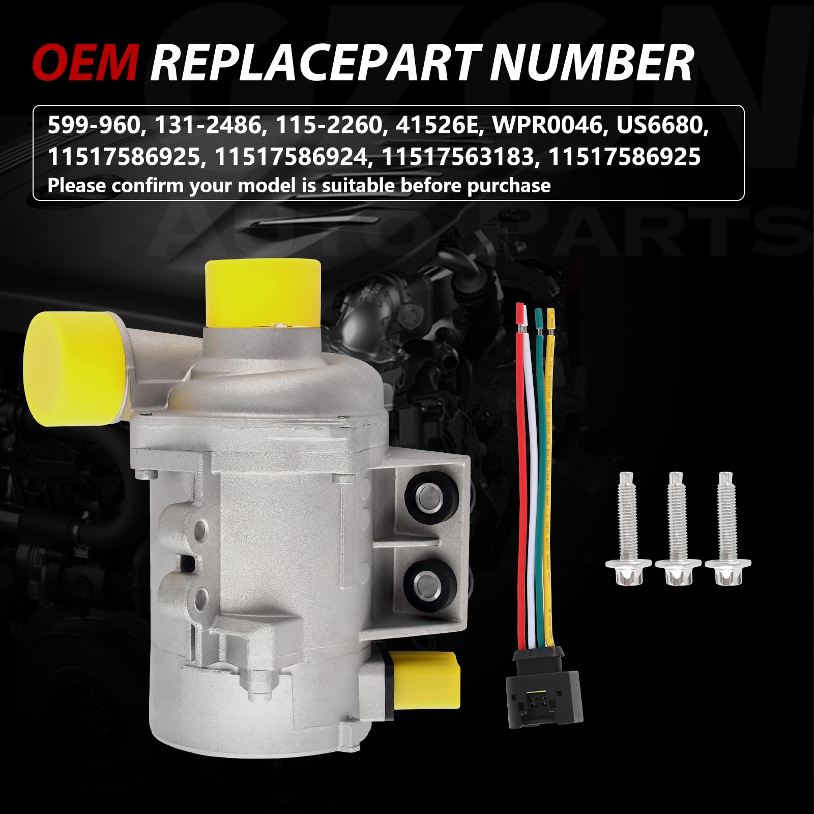 GZGN aluminum housing water pump with thermostat detail highlighting durability