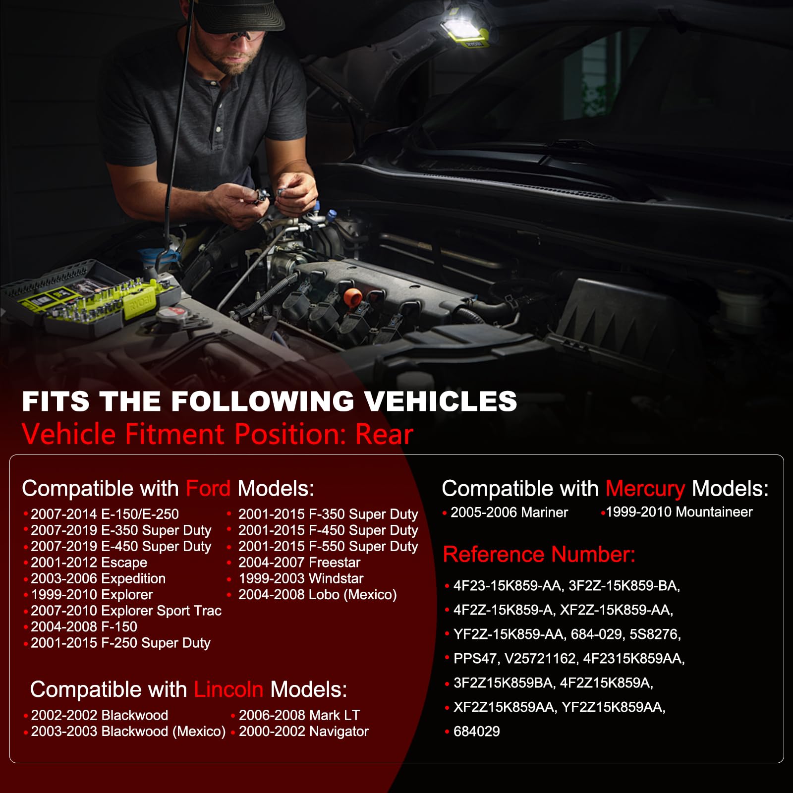 GZGN Ford F-250 rear parking sensor with plug-and-play installation.