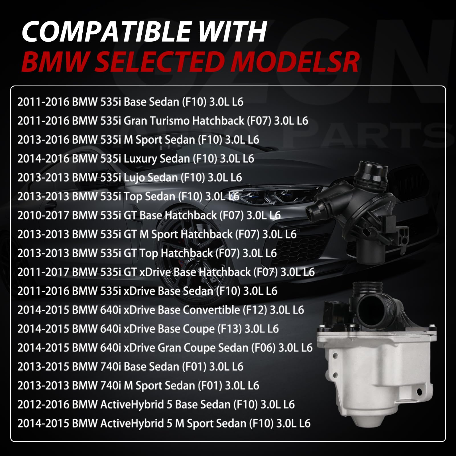 GZGN water pump assembly for BMW 640i xDrive — reliable cooling performance.