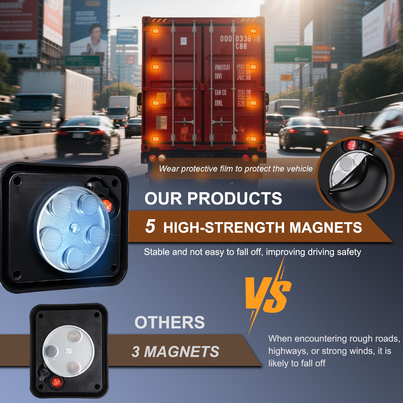 GZLDZN IP65 waterproof warning light for rain and snow durability