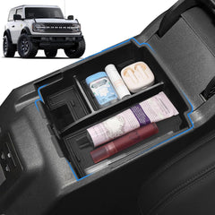 GZSH center-console organizer inside view keeps essentials neatly organized for the Ford Bronco.