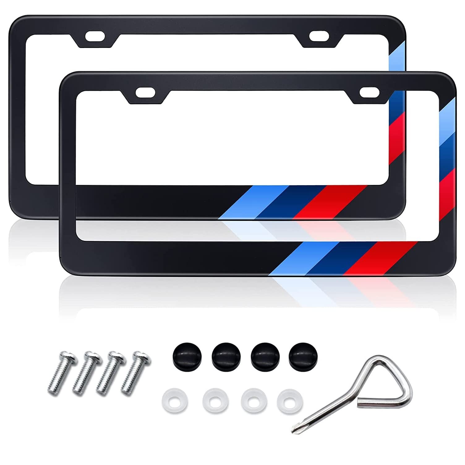 GZSH BMW license frame front view with matte finish enhances exterior style