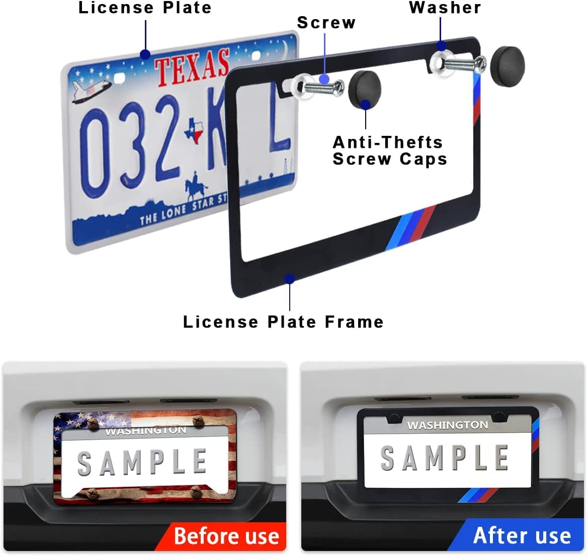 GZSH license frame rear view showing full plate coverage and stability