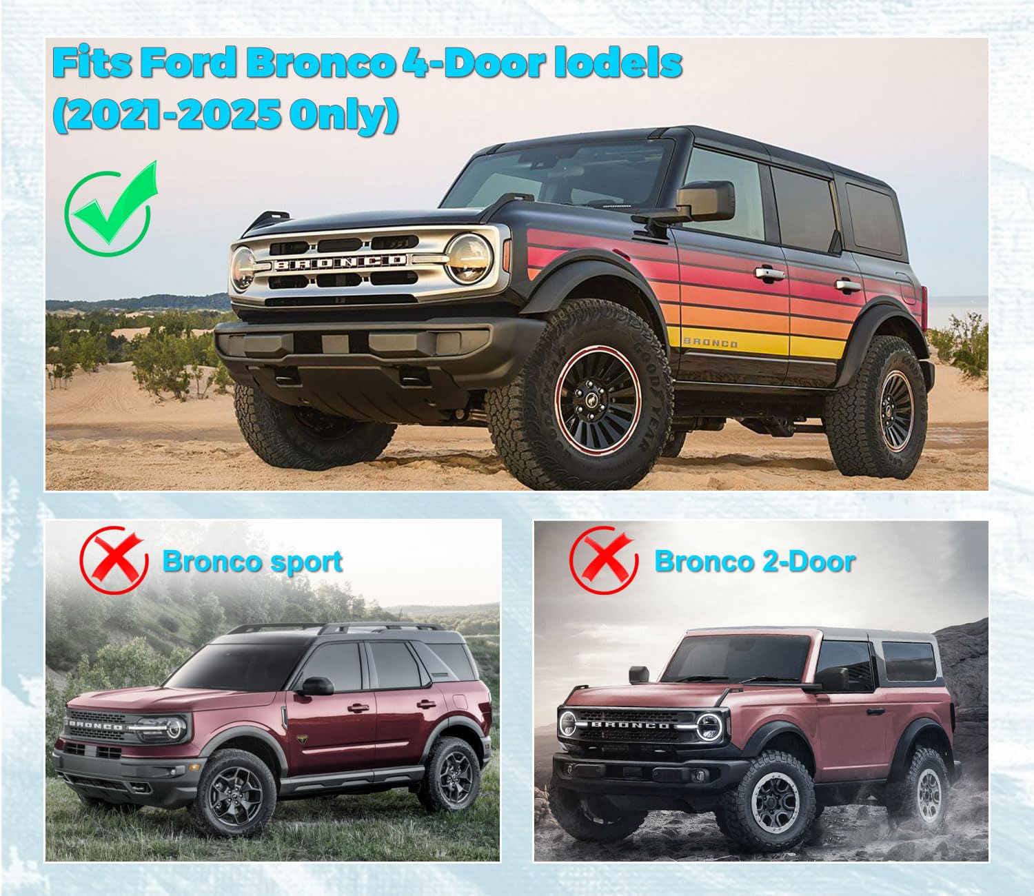 GZSH compatibility label 2021-2025 confirms fit for four-door Bronco models.