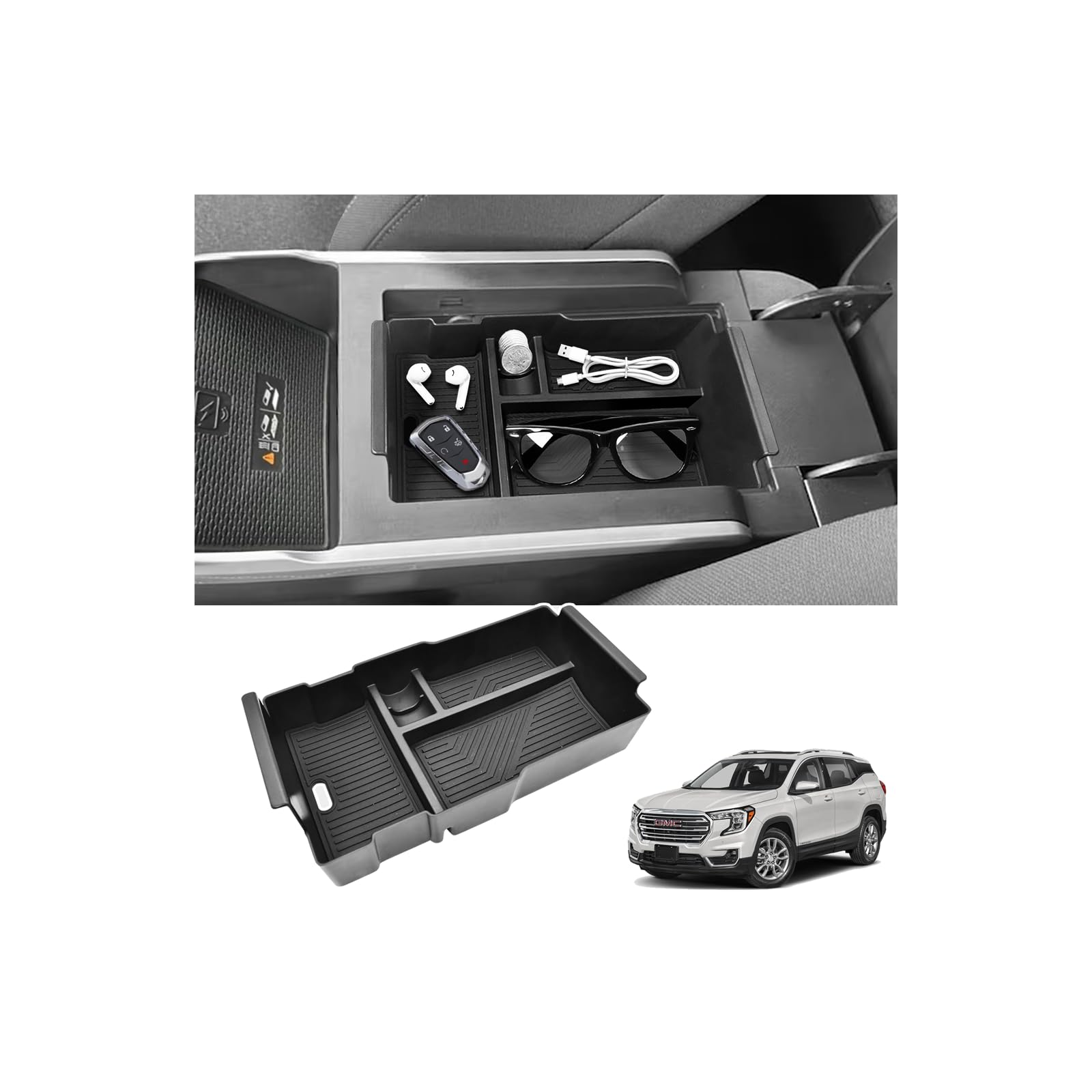 GZSH center-console-organizer fits GMC Terrain 2025–2026 for tidy armrest storage.