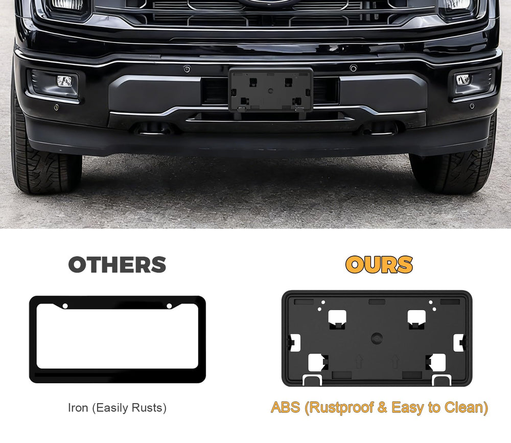 GZSH frame mounted on F-150 front bumper in daylight.