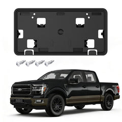 GZSH front license frame for Ford F-150 2024–2026 with snug bumper fit.