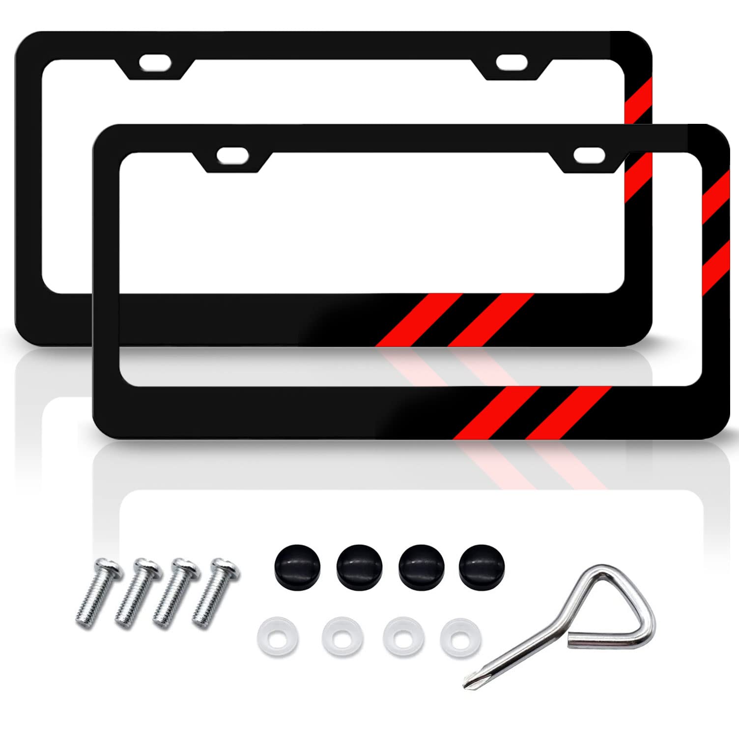 GZSH matte license frame in aluminum for front and rear; adds durability.