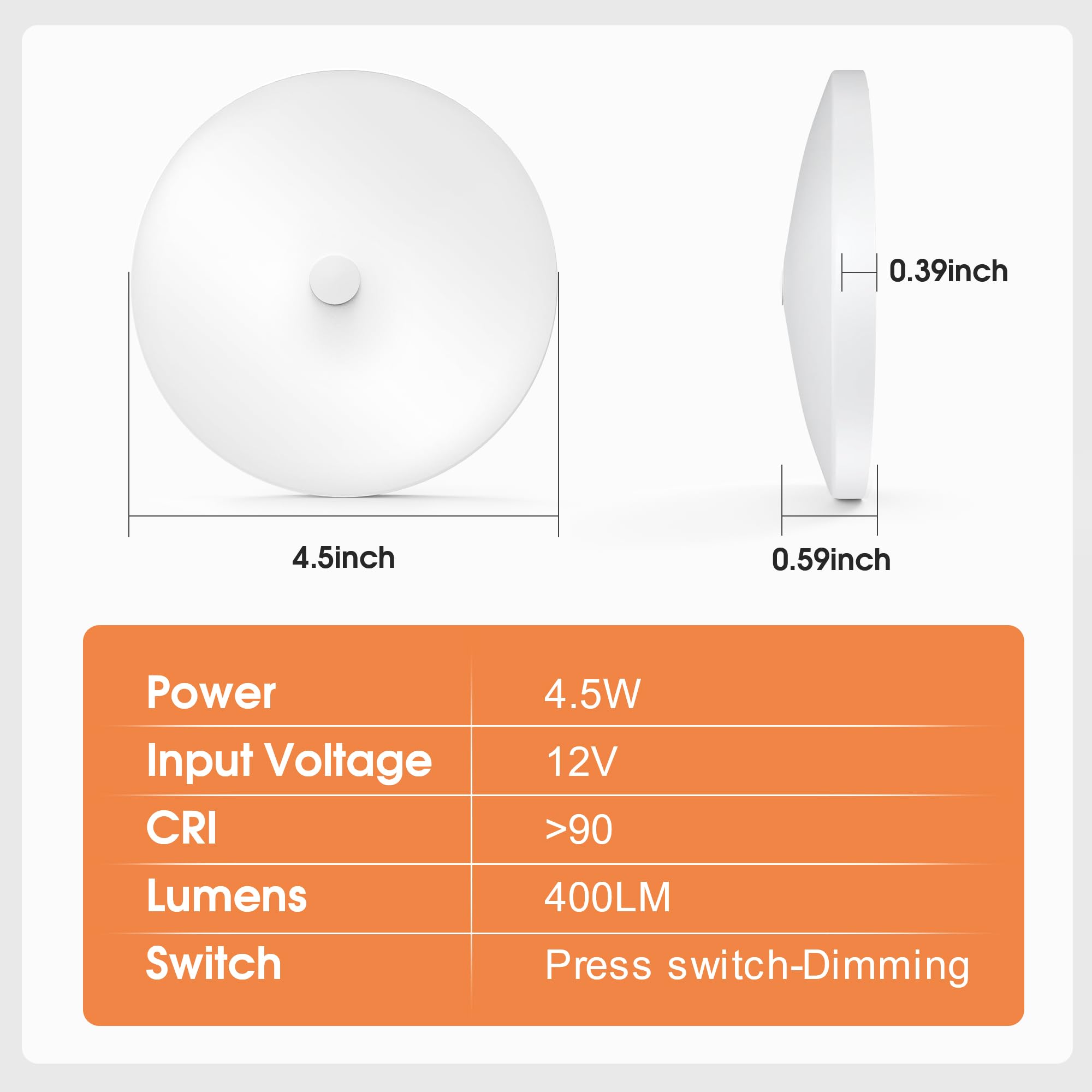 GZV RV interior light with dimming control allows tailored brightness levels.