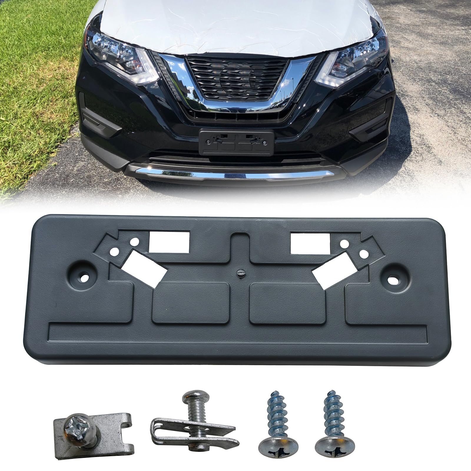 GZVKE front license plate bracket screws included for quick installation.