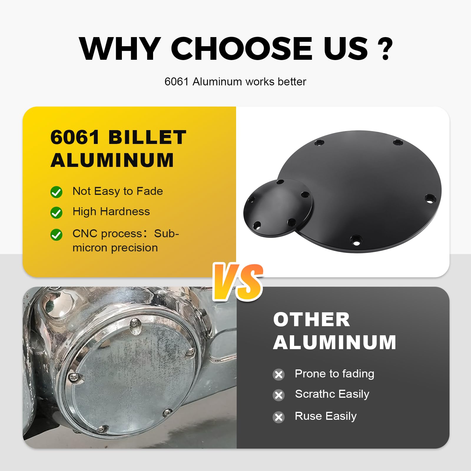 GZYF billet aluminum engine cover side view demonstrates durability