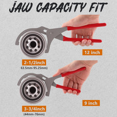 GZZTORES 12-inch oil filter wrench side view with broad reach.