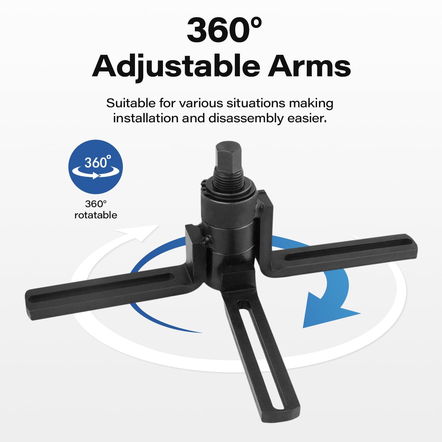 GZZTORES Crank puller installation tool shown for easy crankshaft extraction in a garage.