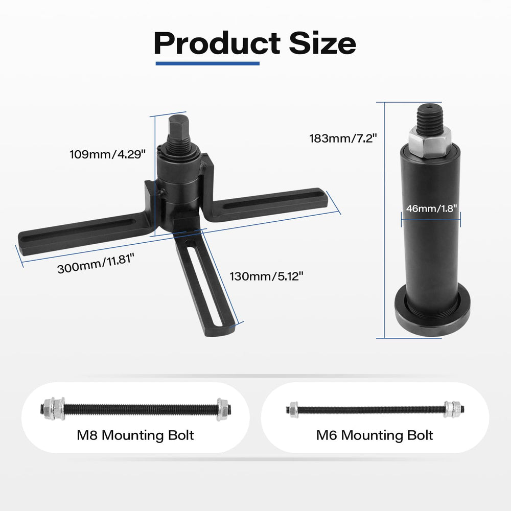 GZZTORES Crankcase Splitter adjustable arm enabling versatile bolt-pattern fit.