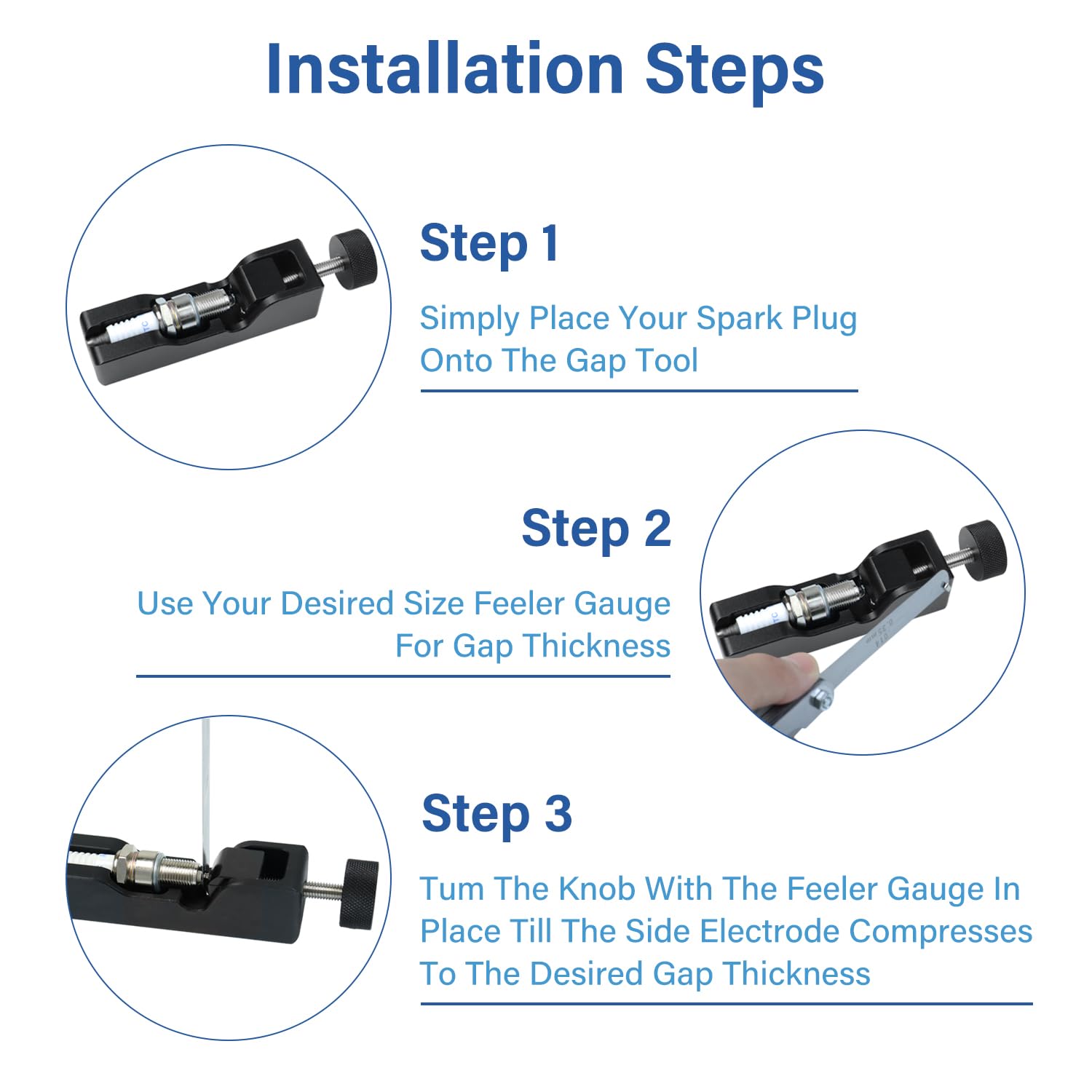 GZZTORES tool shown in use to set a spark plug gap.