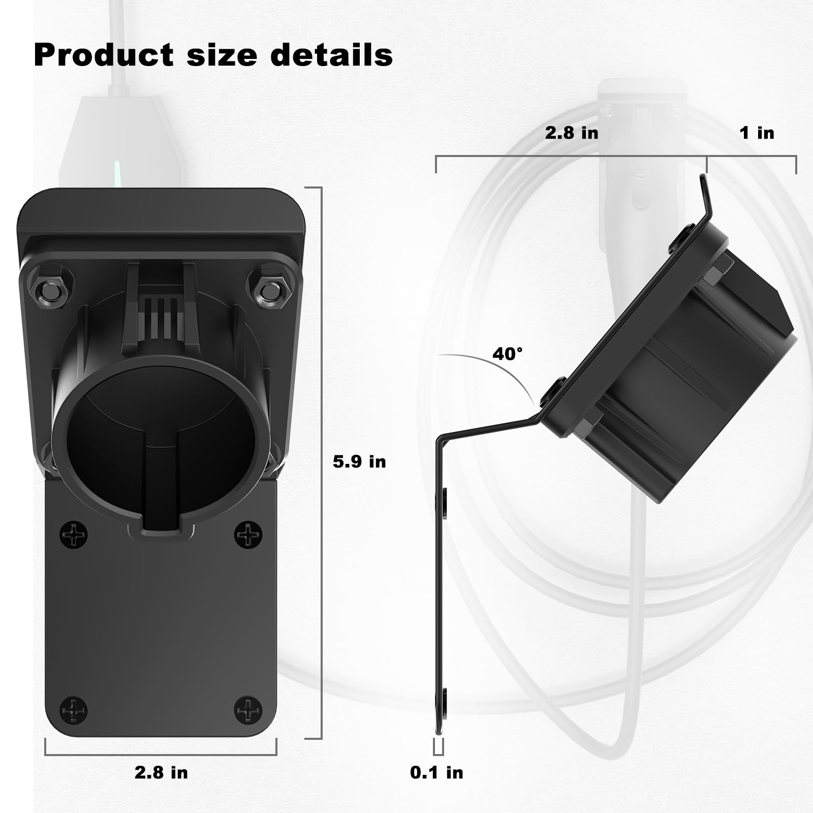 H3JANG EV Charger Holder compact design fits tight spaces.