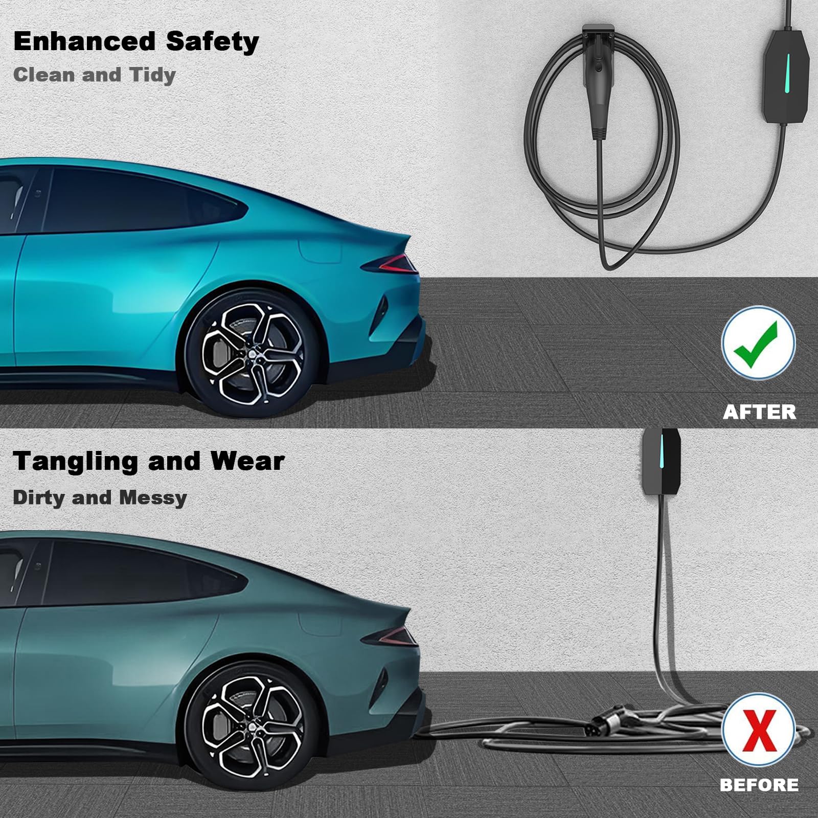 H3JANG EV Charger Holder wall mount withstands extreme temperatures for year-round reliability.