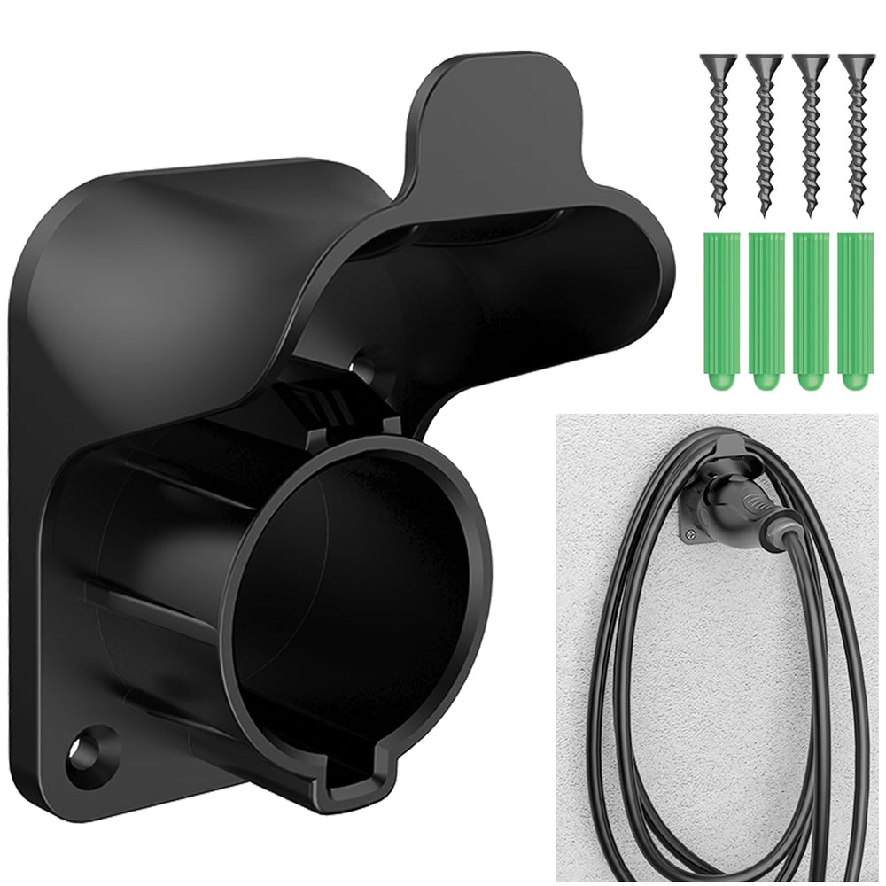 H3JANG EV Charger Holder mounted on wall keeps J1772 plug secure and organized.