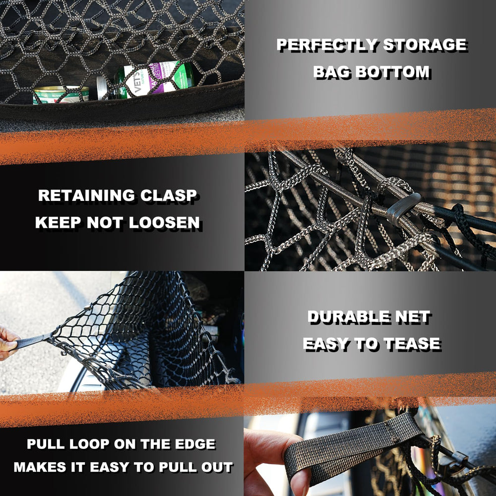 Hacyikee double-layer mesh expands capacity while keeping items fixed during travel