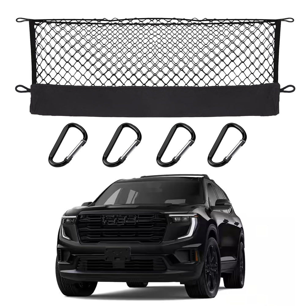 Hacyikee Envelope Style Cargo Net in GMC Acadia trunk keeps items organized during road trips