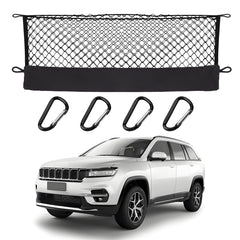 Hacyikee envelope-style cargo net for Jeep Grand Cherokee WL keeps trunk items secure.