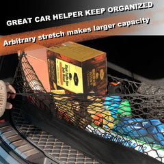 Hacyikee cargo net in trunk showing foldable design for space-saving travel