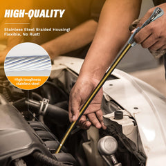 HAHAHA flexible dipstick path navigates under-hood obstacles for accurate readings