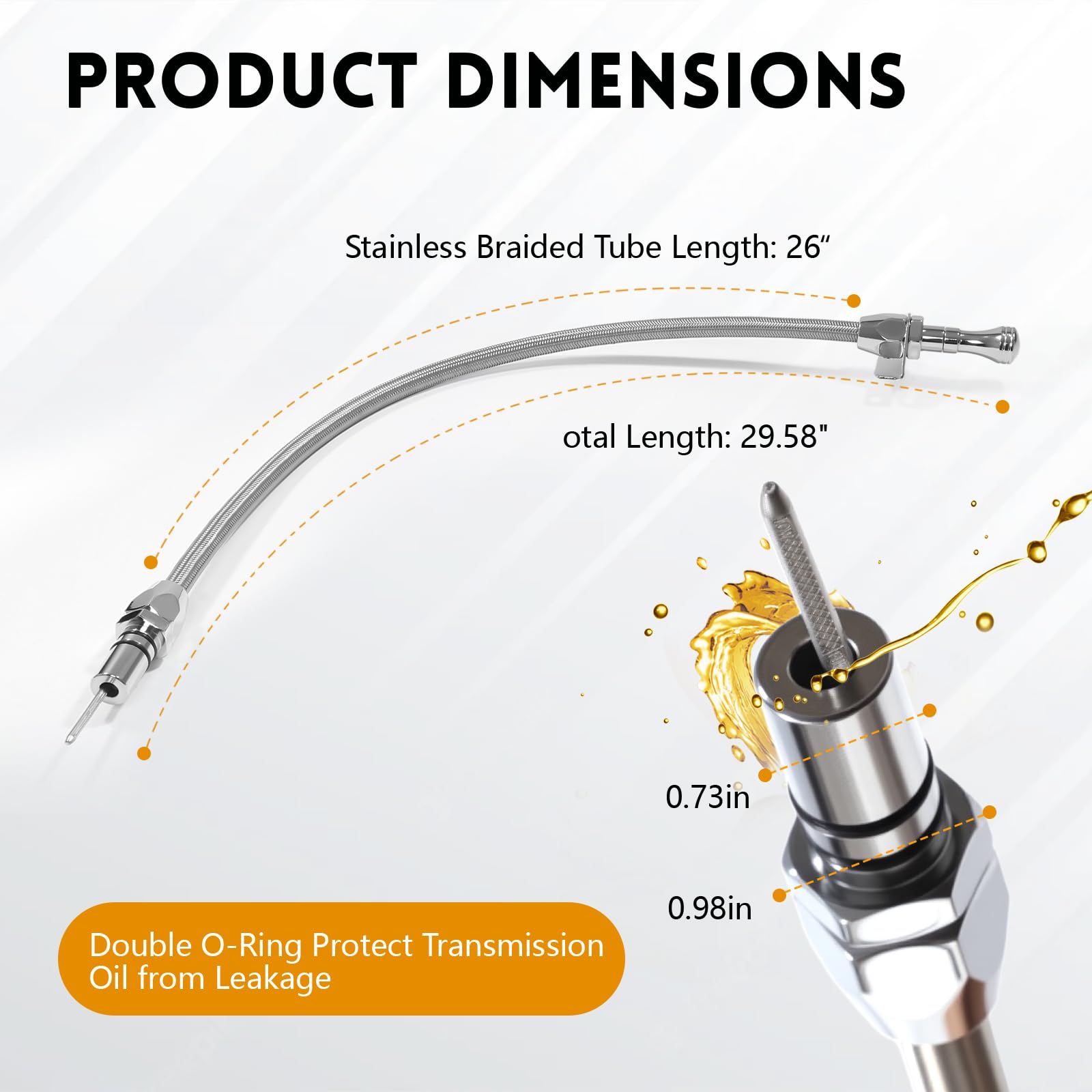 HAHAHA dipstick close-up shows the clear, easy-to-read scale for quick readings.