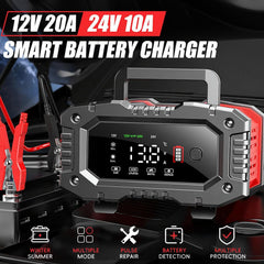 Haibro battery charger with sturdy clips for quick, secure connections