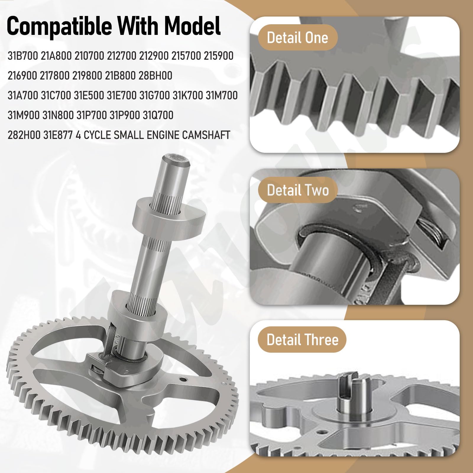 Haiouus camshaft kit Toro-compatible view demonstrates broad engine fit.
