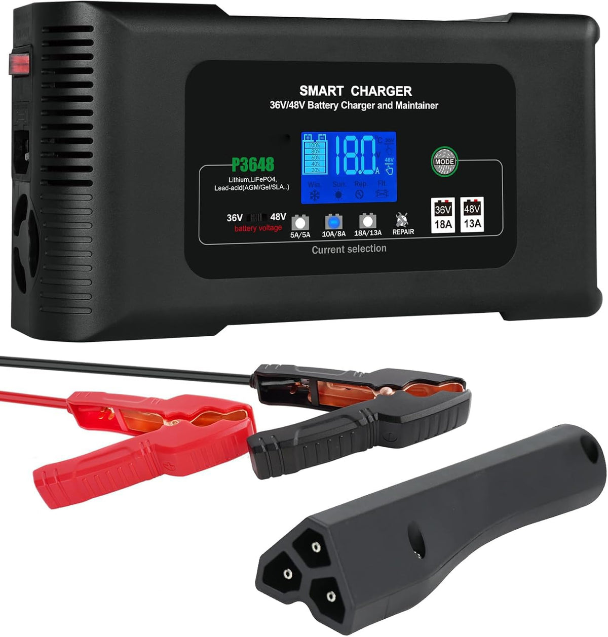 Haisito 48V golf cart charger LCD display shows status