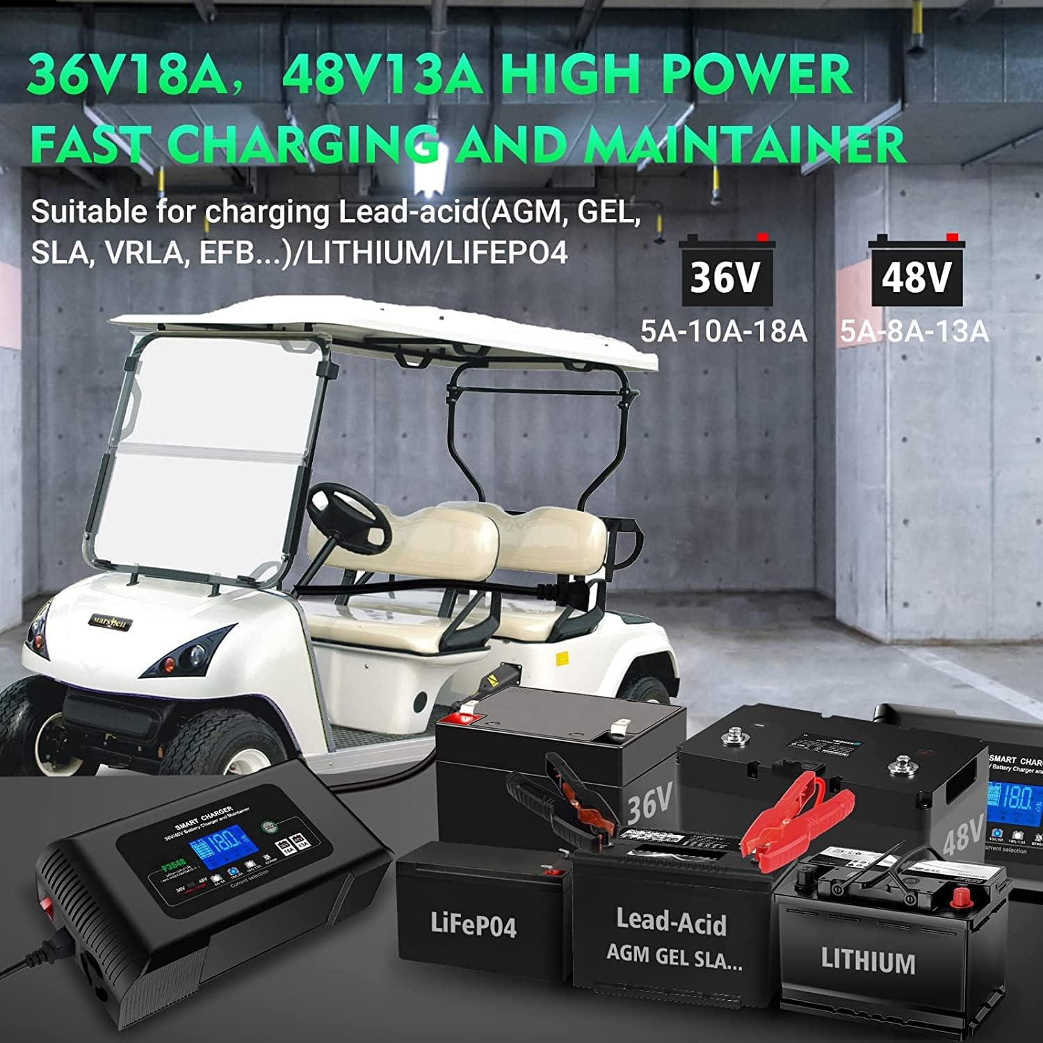 Haisito smart charger auto trickle mode maintains battery health