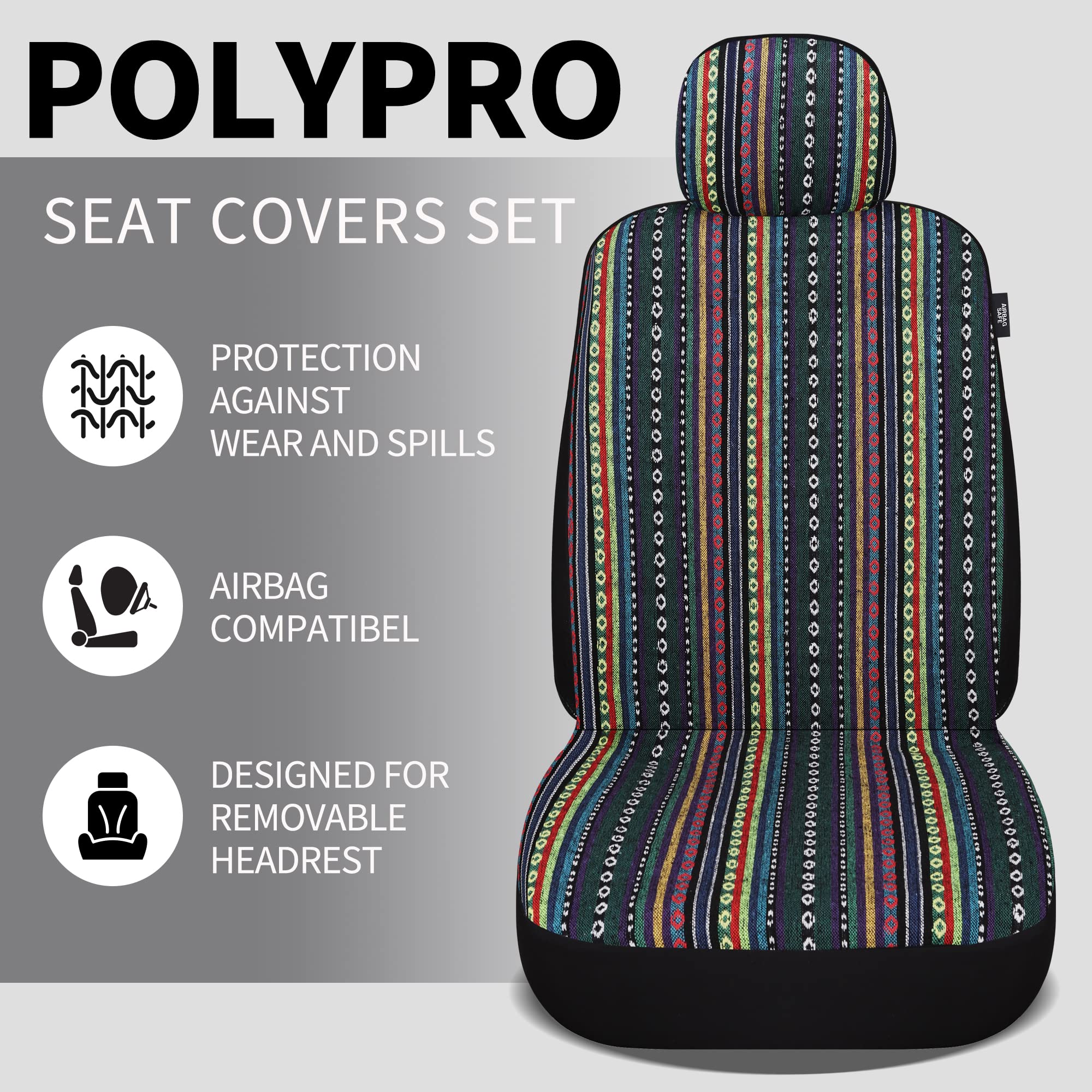 HAIYAOTIMES multicolor baja pattern seat cover refreshes car interiors.