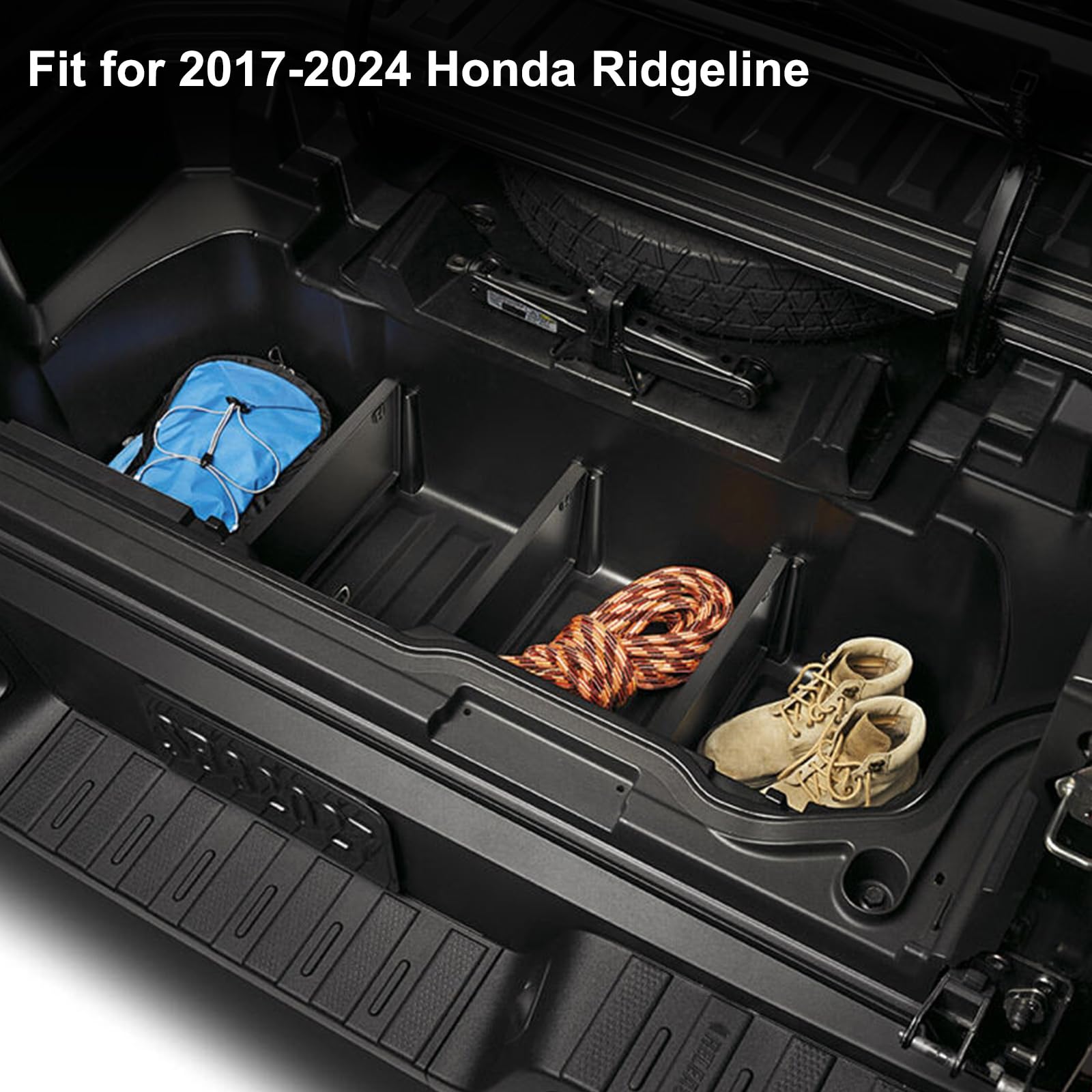 HAKA TOUGH trunk divider cargo-organization setup in bed emphasizing easy access.