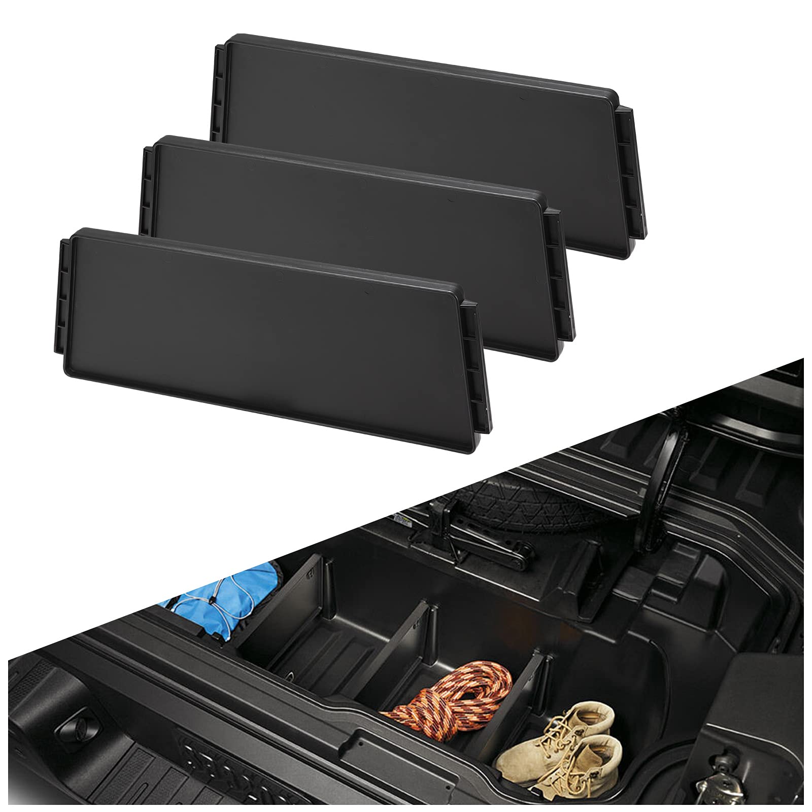 HAKA TOUGH trunk divider in Honda Ridgeline front view showing organized cargo space.